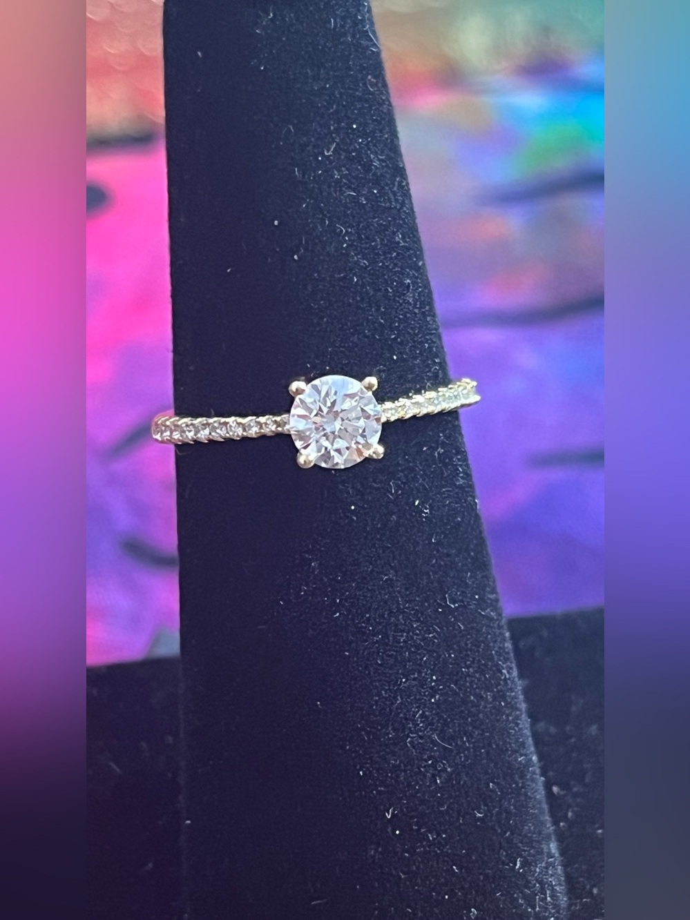 0.60 CTW D VS Lab Created Diamond Solitaire Ring Gold Over 925 Silver Sz 6